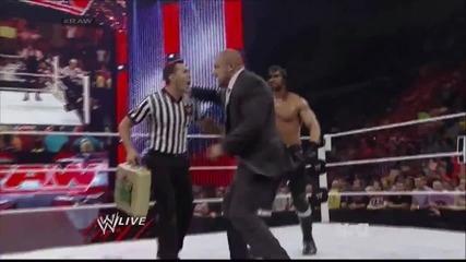 raw 30th june, 2014 dean ambrose stops seth rollins from cashing in money in the bank against cena