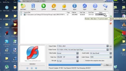 Kak сенамалява размера на клиповете с Allok Video to Flv Converter 