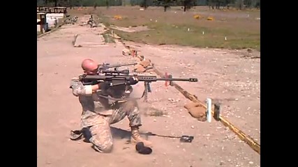 cal Barrett sniper rifle fired while kneeling! 