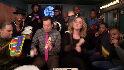 Adel, Jimmy Fallon and The Roots - Hello ( Tonight Show Music Room )