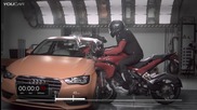 Moto vs. Car - Crash Test - 2015 Ducati Multistrada vs. Audi A3