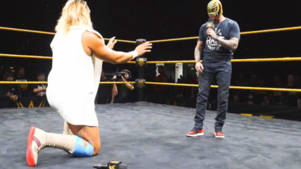 Rey Mysterio surprises Kona Reeves with a 619 at NXT Live