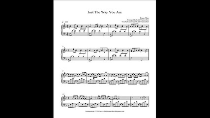Bruno Mars - Just The Way You Are (free Piano Sheet Music) Cover