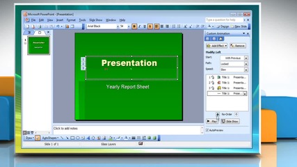 Microsoft® Powerpoint 2003: How to animate text in presentation on Windows® Vista?