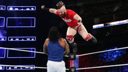 Sheamus launches an attack from the top rope against The Usos: Survivor Series 2017 (WWE Network Exclusive)