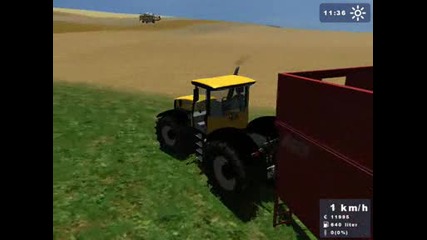 Farmer Simulator 2009 Claas Dominator106s vs Jcb 8250