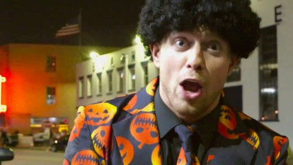 The Miz dresses as David S. Pumpkins for New Orleans Halloween parade