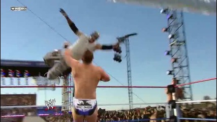 John Cena Randy Orton and Rey Mysterio vs Alberto Delrio The Miz and Wade Barret 