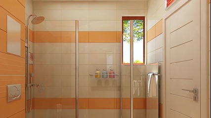 Истерия Дизайн - 3d проект на баня в оранжево