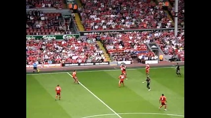 Glen Johnsons first touch at anfield for liverpool