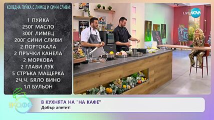 Рецептите днес: Коледна пуйка с лимец и сини сливи и крем баклава "Коледен венец" - „На кафе”