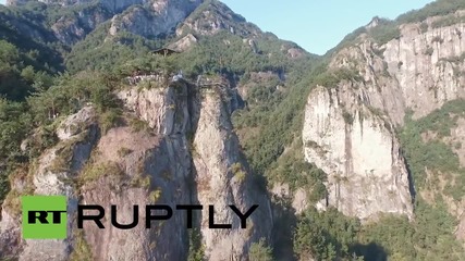 China: Drone captures stunning tightrope walk celebrating WWII victory