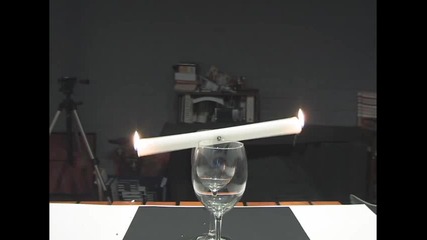 трик със свещ, пирон и чаши 