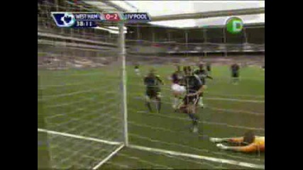 Уест Хем 0 : 2 Ливърпул втори гол на Стиван Джерард