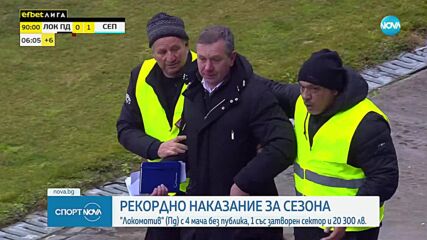 Локомотив Пловдив с рекордно наказание за сезона