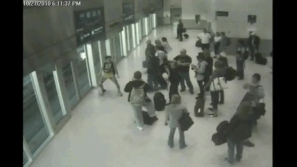 Crazy funny dancer at train station
