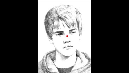 Гледайте 30 секунди в червената точка на лицето на Justin Bieber ;dd