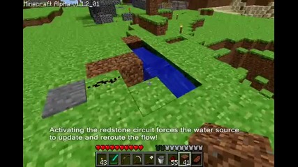 Minecraft Tutorial - Controlling water and lava with redstone (low)
