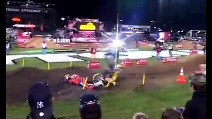 Travis Pastrana Crashes Bad ! at Supercross