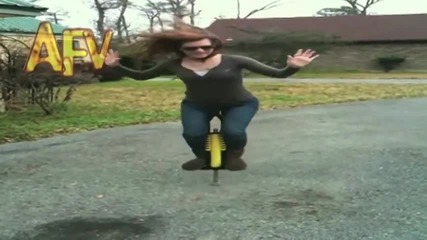 Woman Falls Off Pogostick _ Fail _ Afv