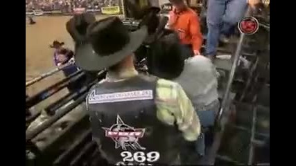 Pbr Rider Ross Coleman Knocked Out in the Chute 