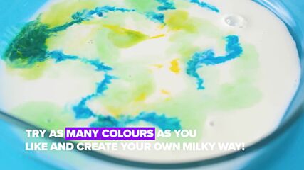 Magical colourful milk for kids' experiment