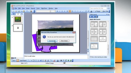 Microsoft® Powerpoint 2003: How to insert a movie into presentation on Windows® Vista?