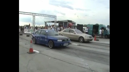 Audi S2 Coupe Vs. Mercedes S 600 Brabus Biturbo Drag Race
