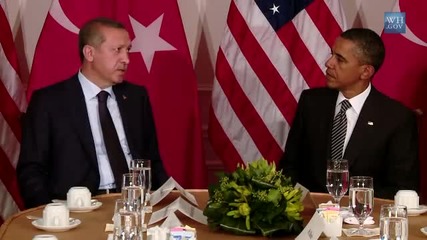 Us-президента Обама Двустранна среща с премиера Ердоган