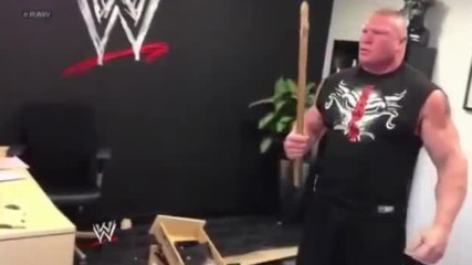 Brock Lesnar _destroys_ Triple Hs office at Wwe Headquarters - Raw_ May 6_ 2013