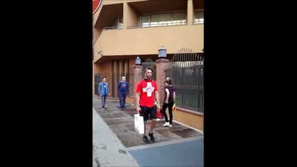 Seth Rollins out of his hotel in Bologna