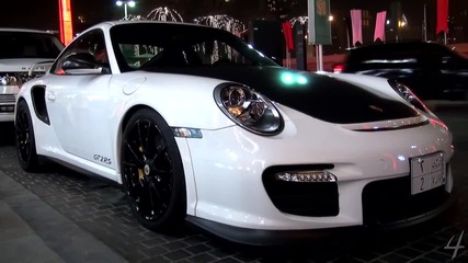 White Porsche 911 Gt2 Rs + 458 Italia _ California at Dubai