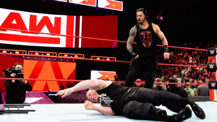 Roman Reigns gets a piece of Brock Lesnar before WrestleMania: Raw, April 2, 2018