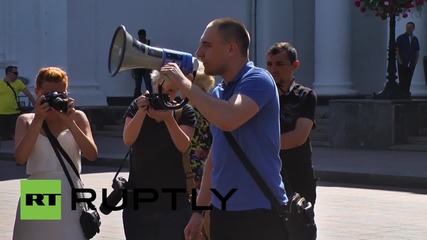 Ukraine: Svoboda supporters picket outside Odessa city council