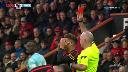 Bournemouth with a Red Card vs. Wolverhampton Wanderers FC