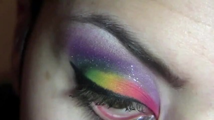 Rainbow Smokey Eyeshadow With Rainbow Lips Tutorial