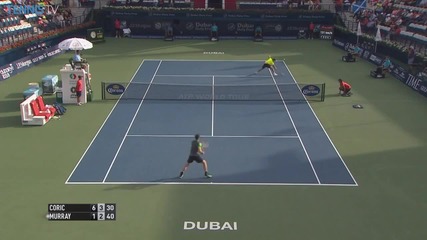 Borna Coric Hits a Hot Shot Past Andy Murray - Dubai 2015