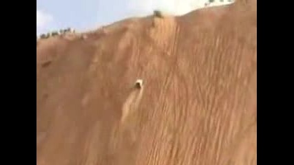 Y Crazy sand dune hill climbing race truck roll over crash Glamis 