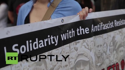 Greece: Antifa protesters rally against assassination of LPR commander Alexsei Mozgovoy