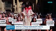 Активисти в Памплона излязоха на протест под надслов „Борбата с бикове е грях“