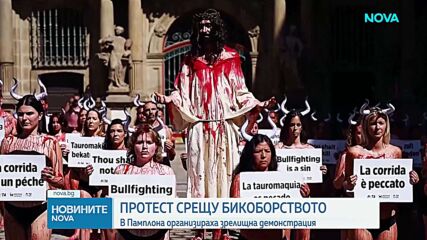 Активисти в Памплона излязоха на протест под надслов „Борбата с бикове е грях“