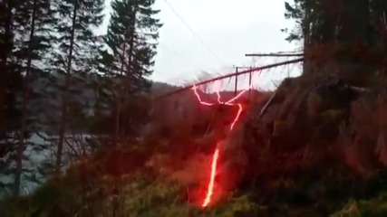 Брилянтно контролиран взрив за освобождане на електропровод от паднало дърво !