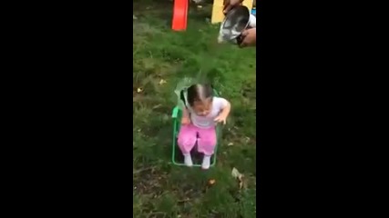 Little girl doing the ice bucket challenge (funny)