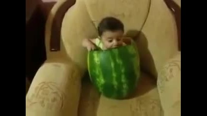 baby eating watermelon _ Cute baby eats a melon _ Funny Baby Video