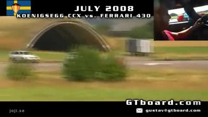 Koenigsegg Ccx vs Ferrari 430 Scuderia 50 - 300km h = Gtboard.com 