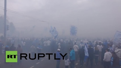 Russia: FC Zenit fans take part in 'Victory' march