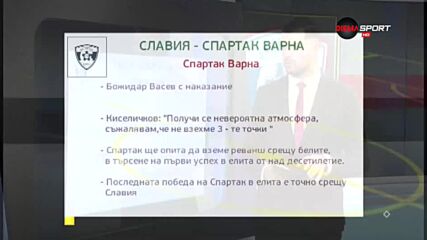 Преди Славия - Спартак Вн