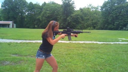 Erika shooting the Ar-15