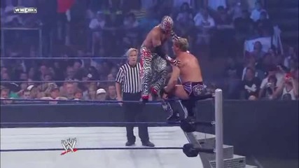 Chris Jericho Powerbombs Rey Mysterio off the Top Rope
