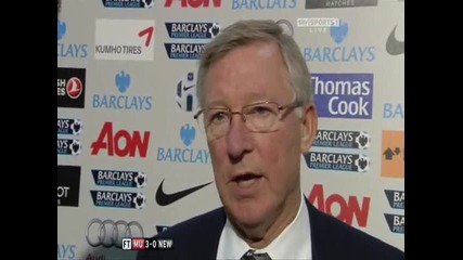 Manchester United - Newcastle United 3:0 - Interview Sir Aex Fergus and Paul Scholes 